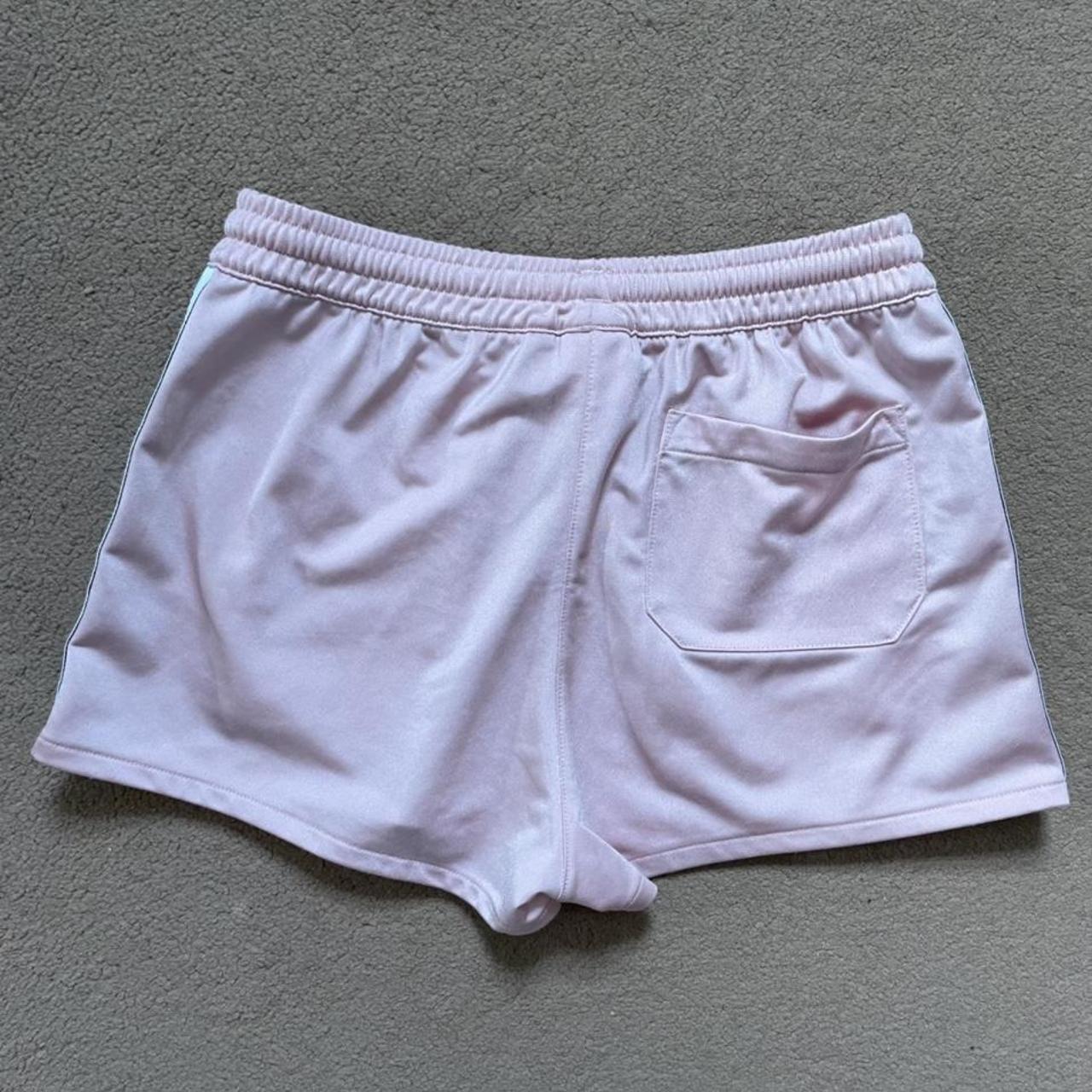 adidas baby pink athletic shorts logo taping down... - Depop