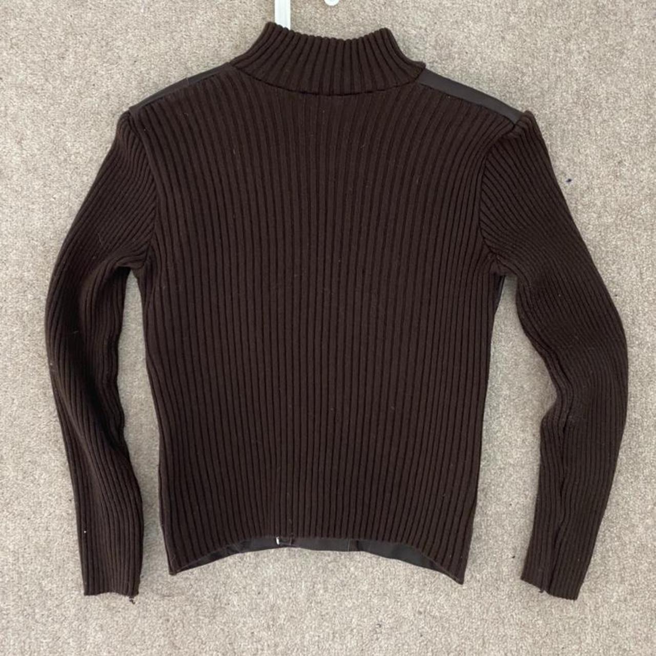 Vintage y2k leather knit zip up double zip jumper... - Depop