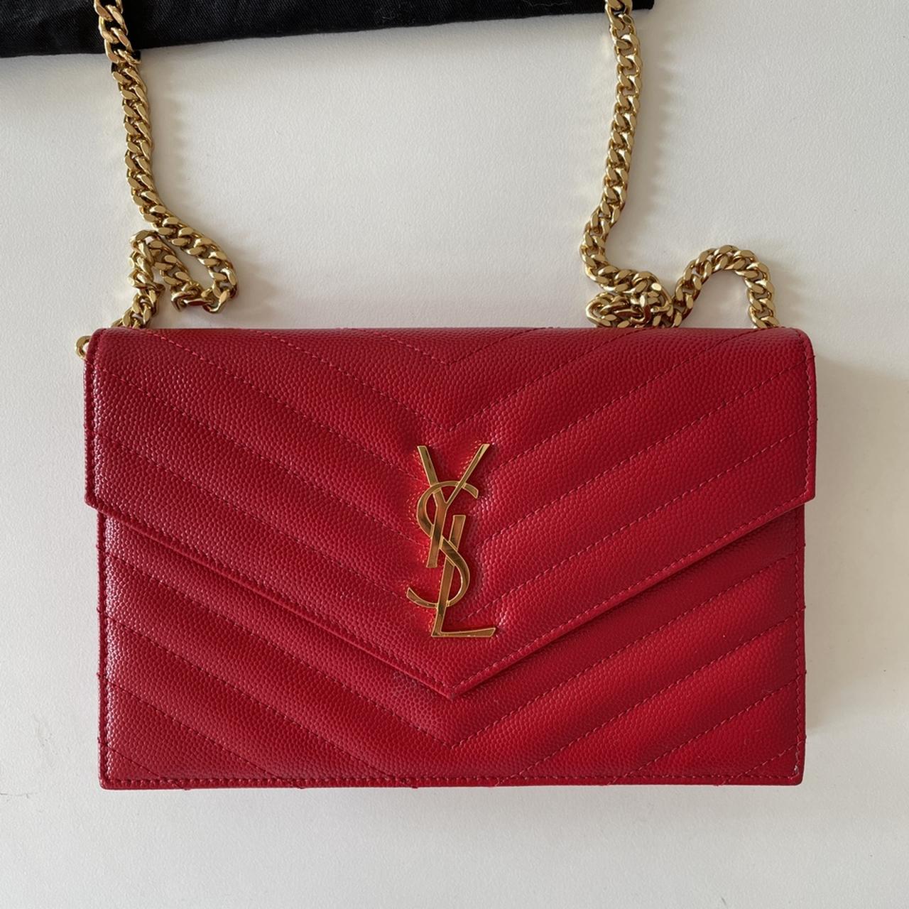 Ysl red best sale bag gold chain