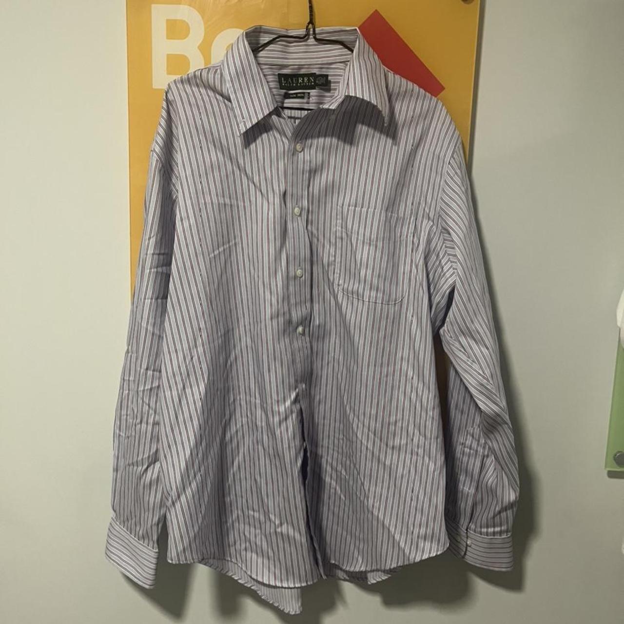 Ralph Lauren striped shirt in baby blue, size... - Depop