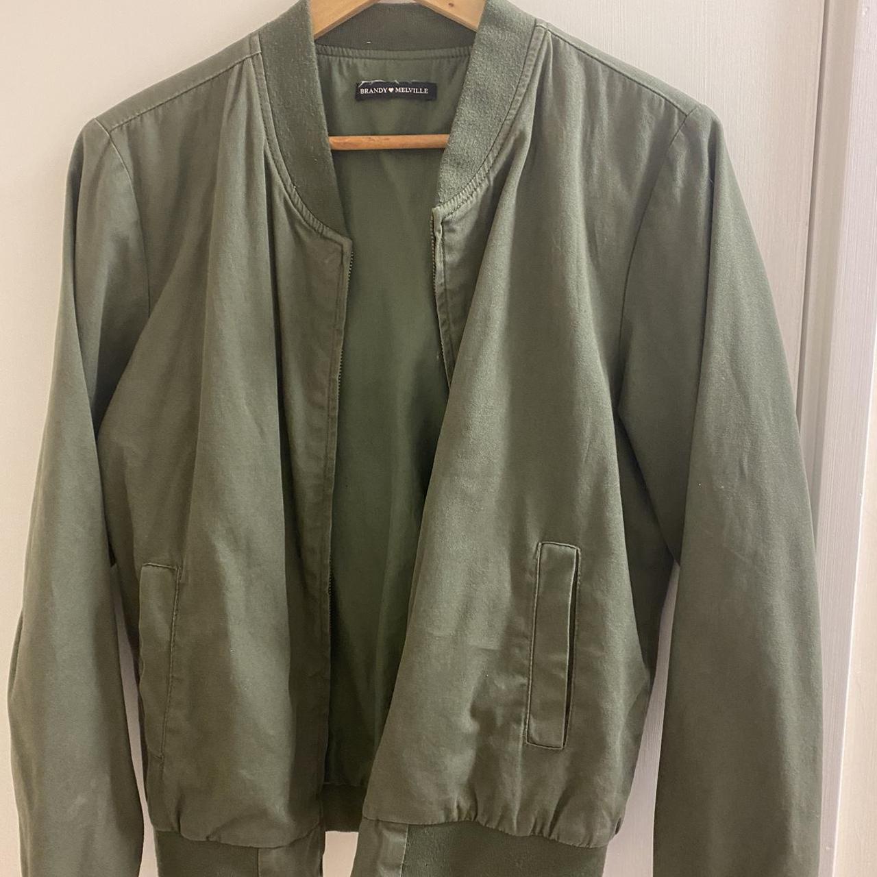 Brandy Melville Women's Green and Khaki Jacket Depop