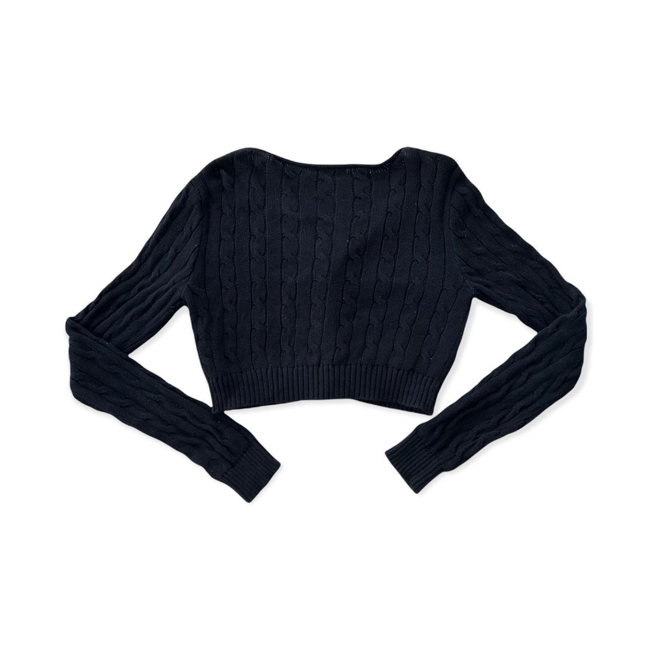 BRANDY MELVILLE cropped navy blue button up sweater!... Depop