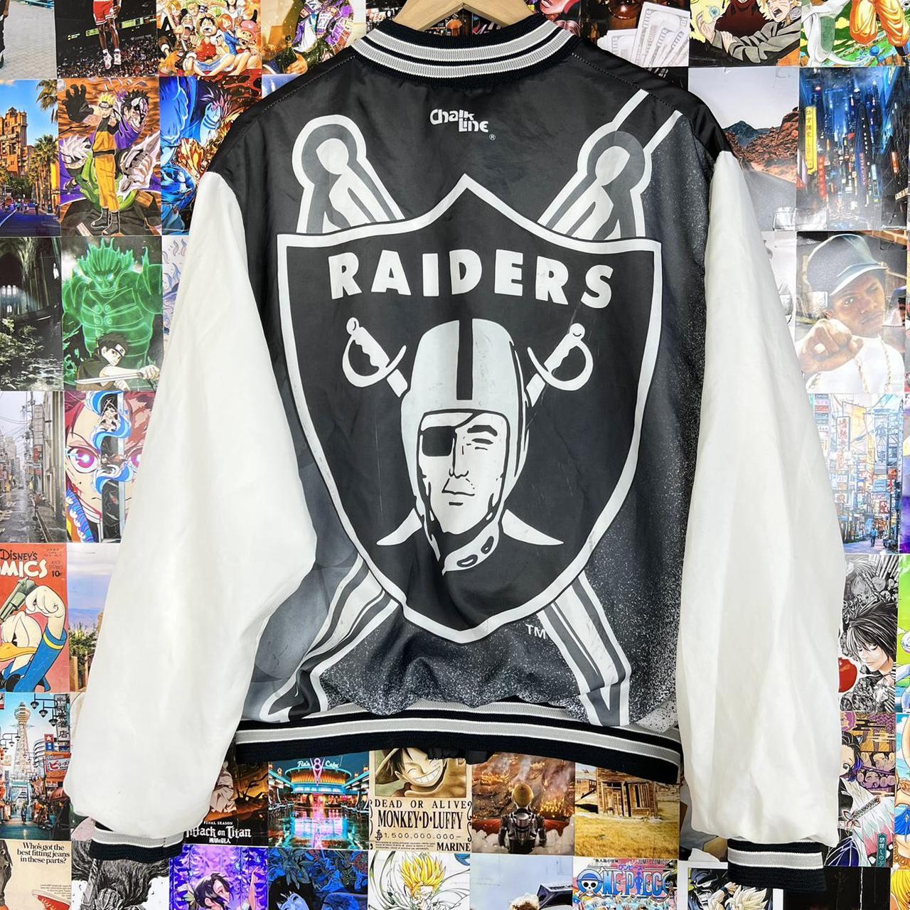 Vintage NFL Oakland Raiders 90s Mens Chalk Line Fanimation Jacket