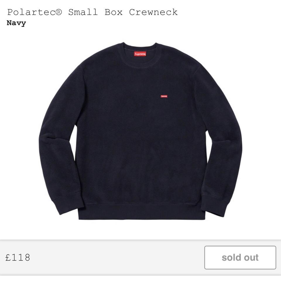 Supreme small box logo Crewneck Navy with red small... - Depop