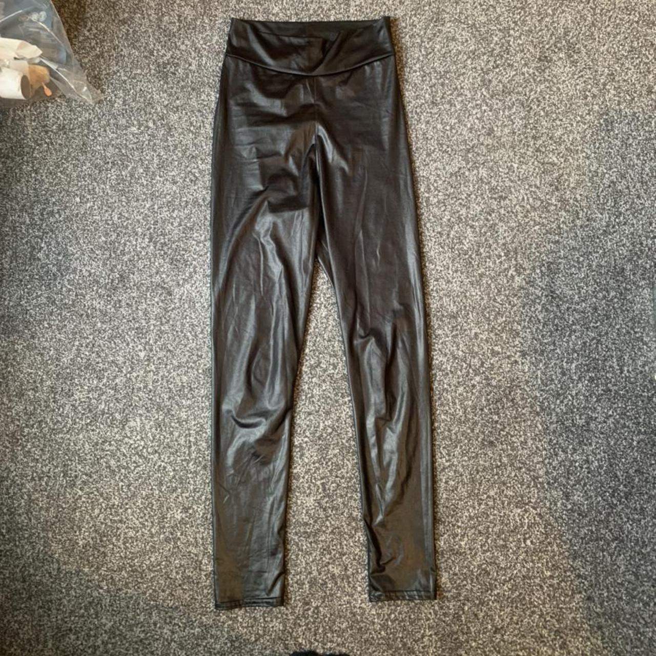 Black leather leggings H&M topshop river island... - Depop