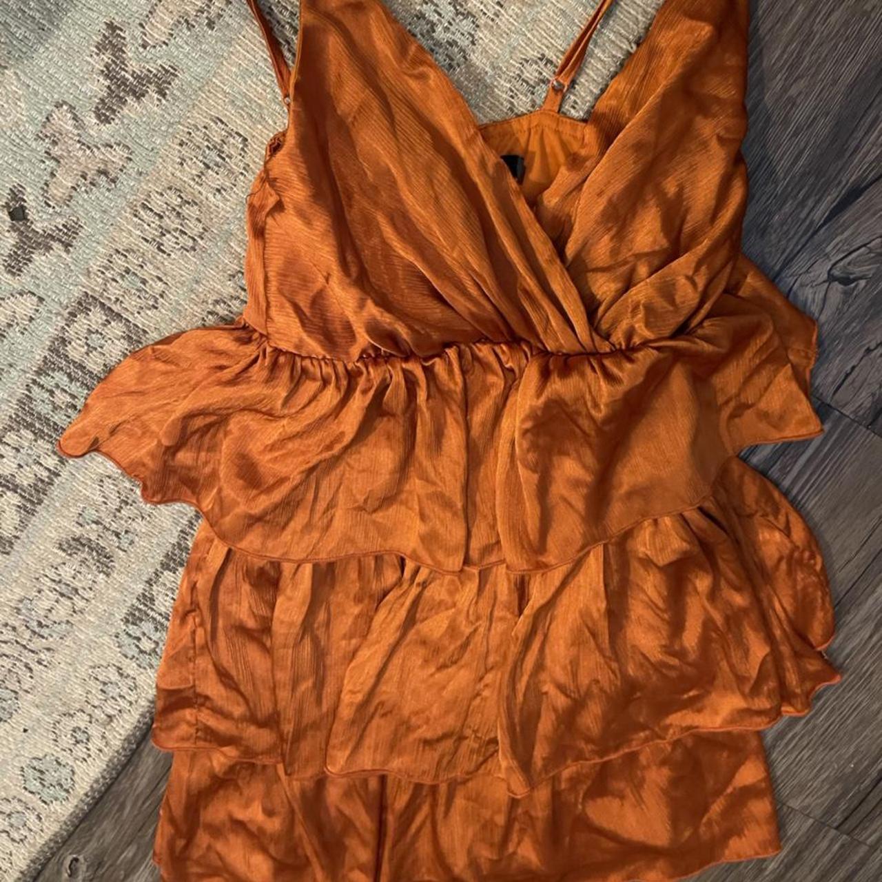 BURNT ORANGE MINI DRESS 😍 SO CUTE, WORN ONCE! SIZE... - Depop
