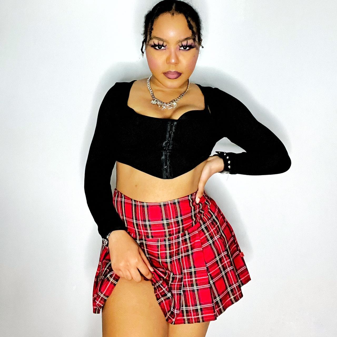 Royal Bones Red Plaid Mini Skirt Super Adorable Depop 3289