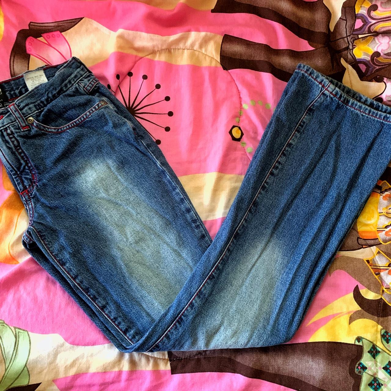 XOXO Women's Blue and Red Jeans | Depop