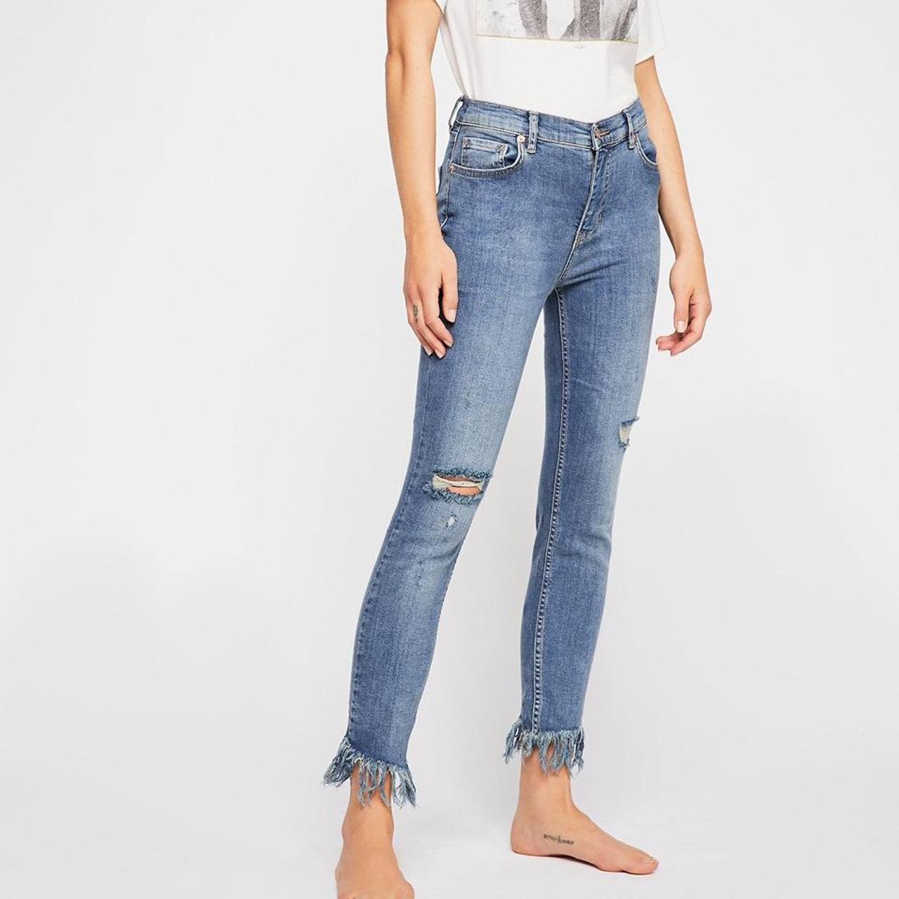 Free people frayed skinny hot sale jeans