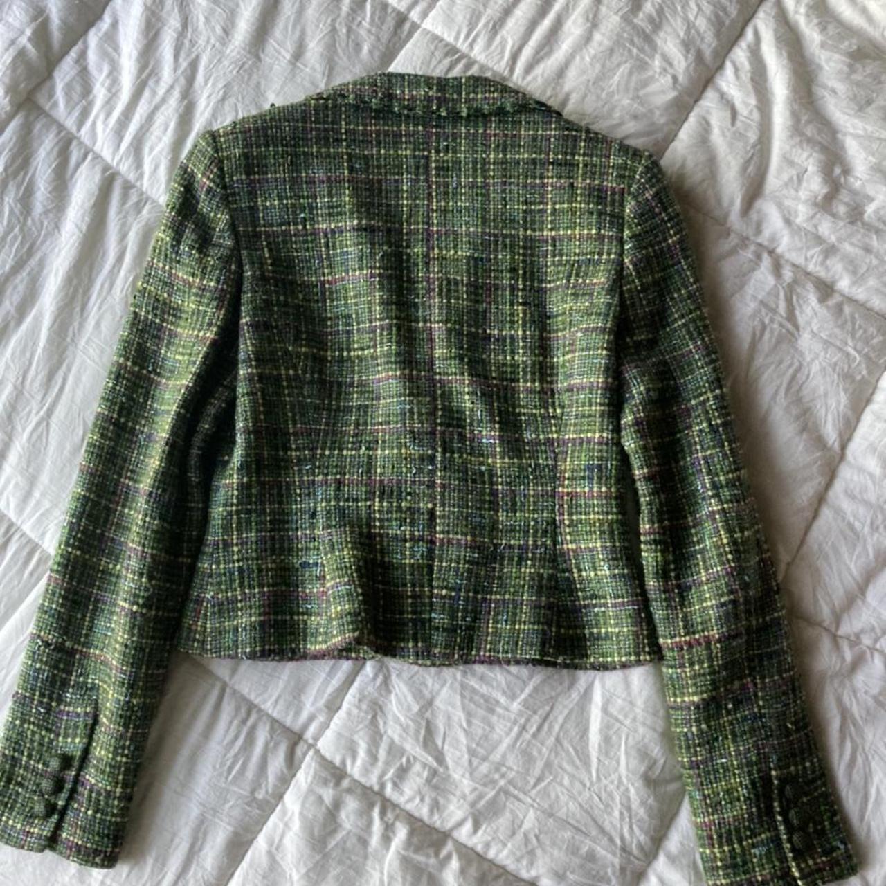 Vintage green tweed cropped blazer by express! Such... - Depop