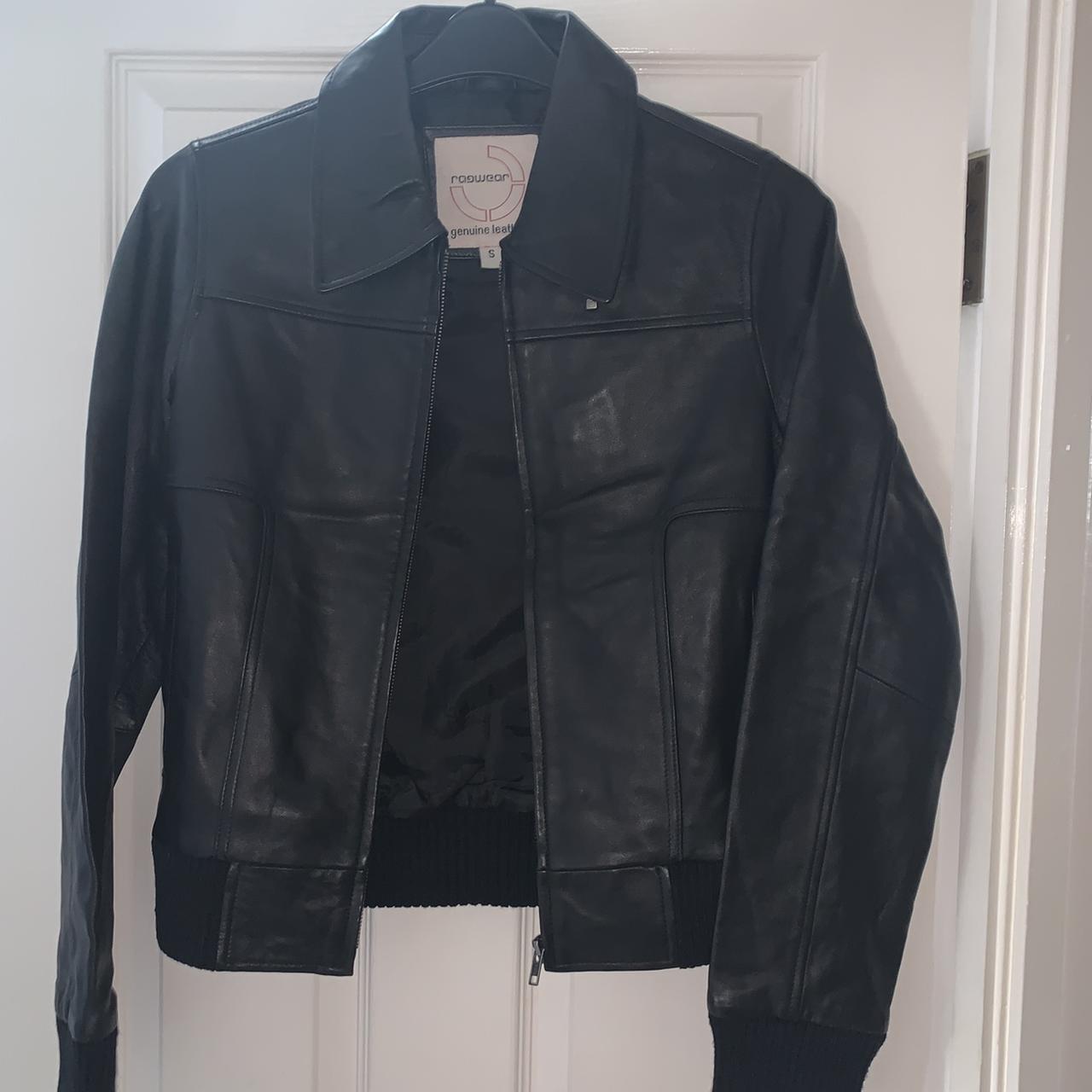 Women’s Vintage Black Leather Short Jacket Size UK... - Depop