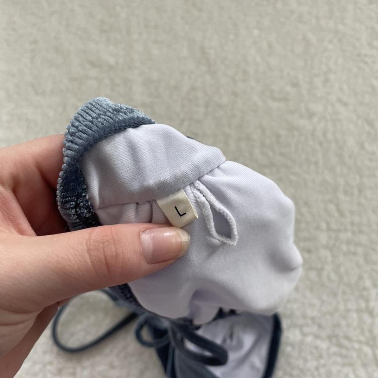 Cupshe blue velvet ribbed bikini top Size adult... Depop