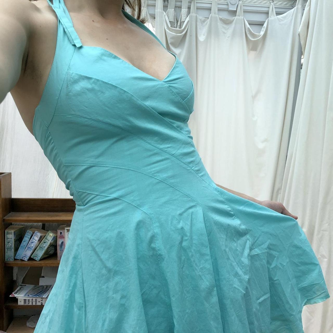 Y2k original Jane Norman blue halter neck dress... - Depop