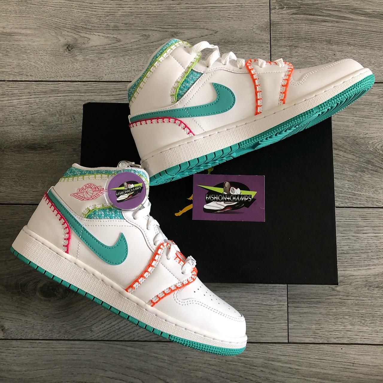 green and pink jordan 1