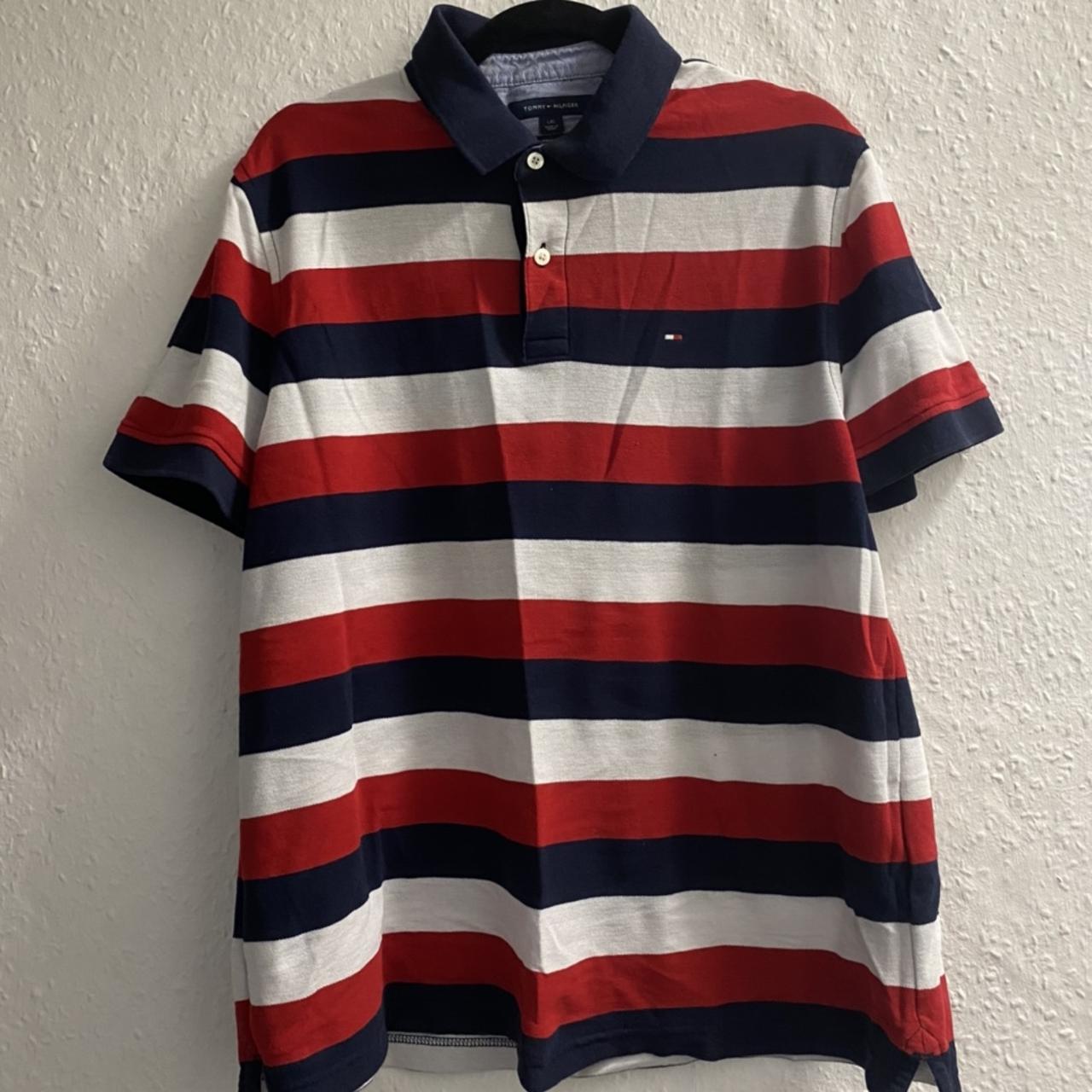 Signature Tommy Hilfiger vintage polo Red White... - Depop