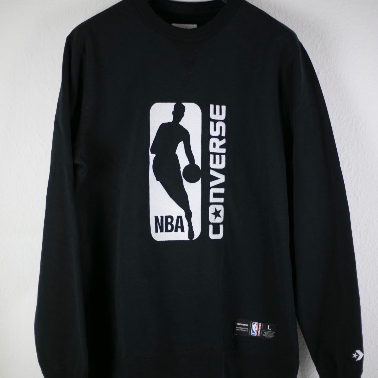 NBA Logo Converse Black Essentials Crewneck - Depop