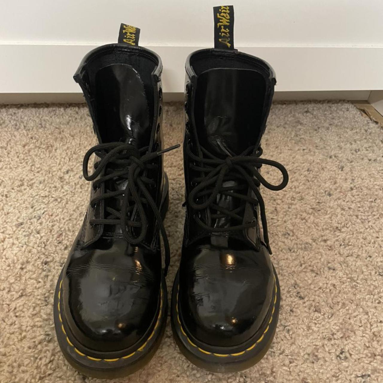 1460 Patent Leather Lace Up Dr. Martens Boots - Depop