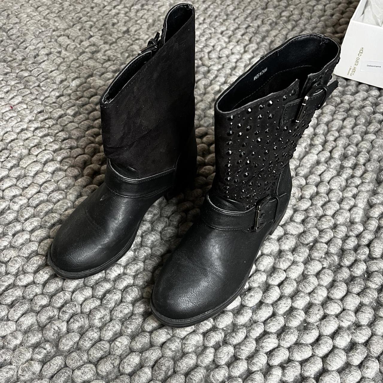 Dune biker boots size 4 37 Black embellished biker. Depop