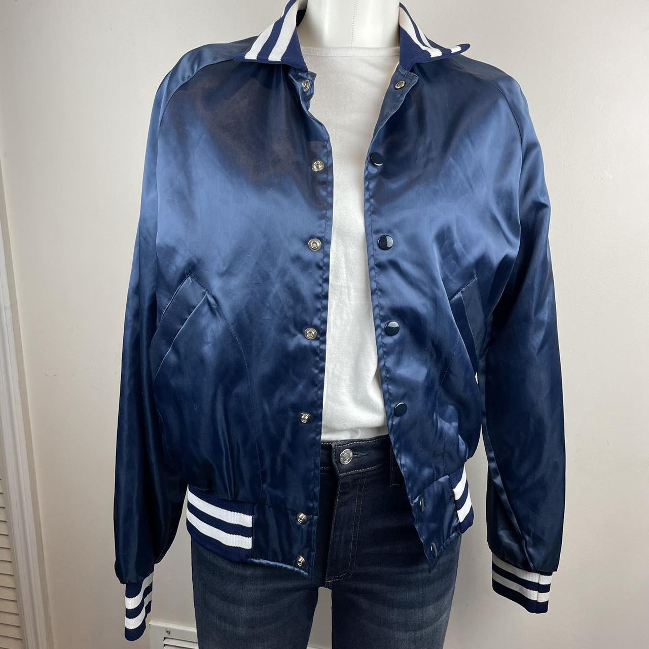 blue satin baseball jacket