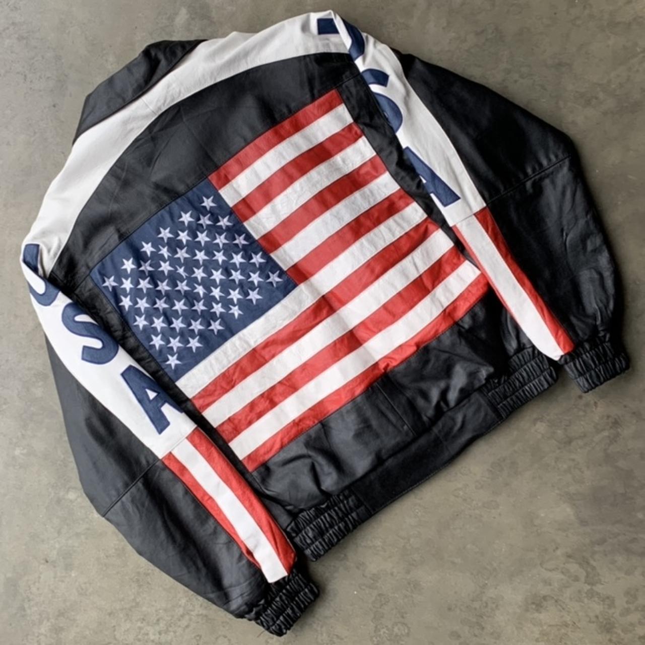 Vintage 90s USA Big Flag Wilda Genuine Leather...