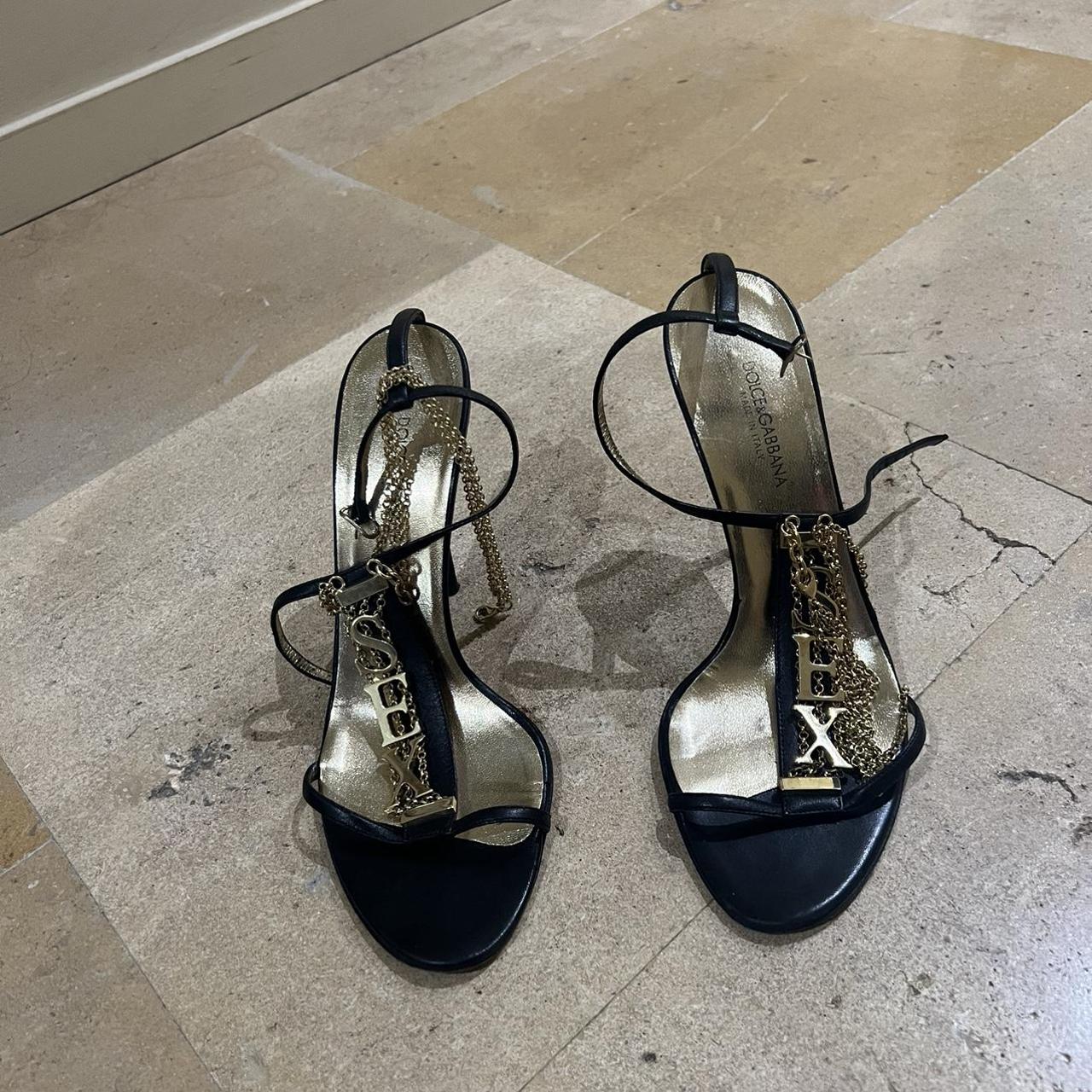 Sold Dolce And Gabbana Sex Leather And Gold Heels Depop 9562