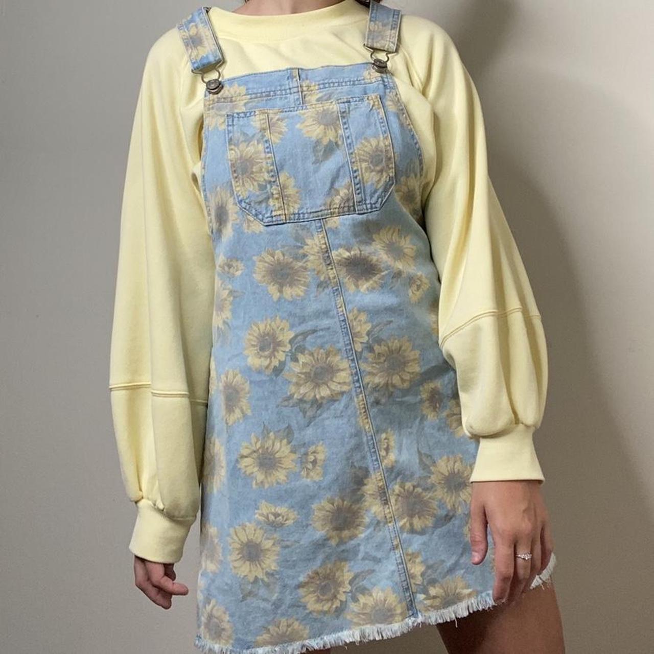 American Eagle Sunflower Overall Dress American... Depop