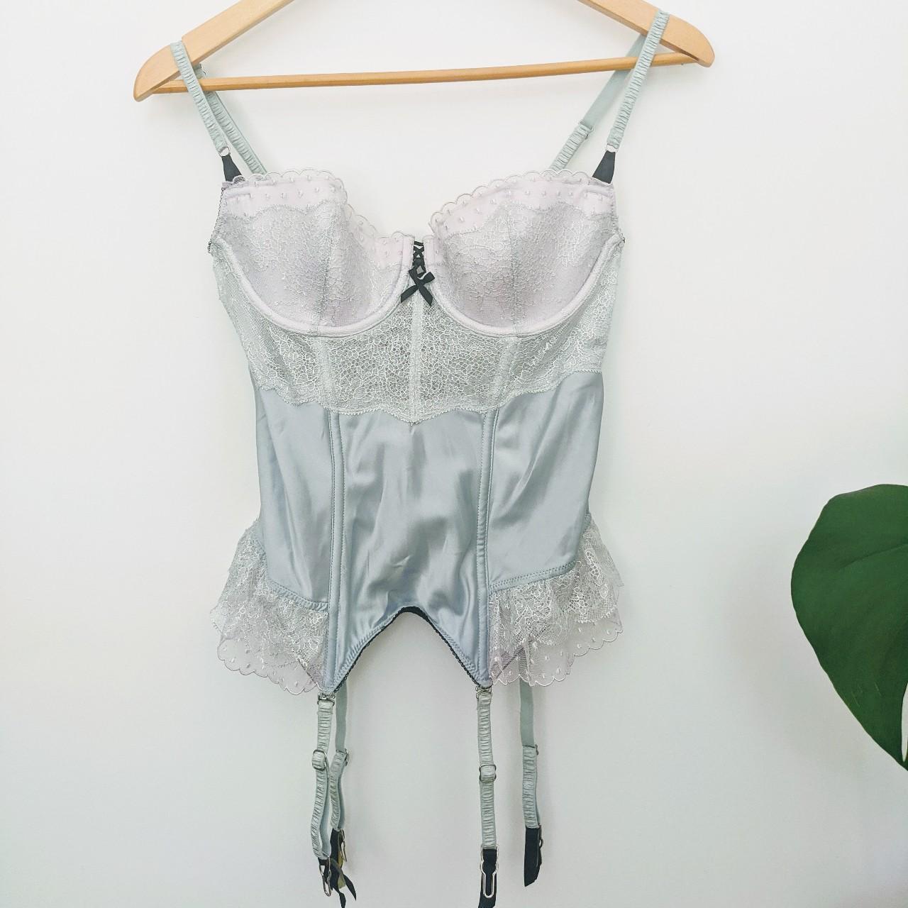 Victoria's Secret Women's Blue and White Corset Depop