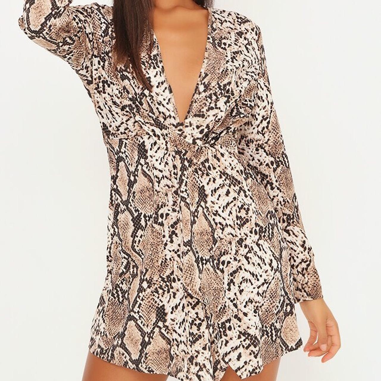 Snake Print Plunge Neck Knot Front Dress bought for