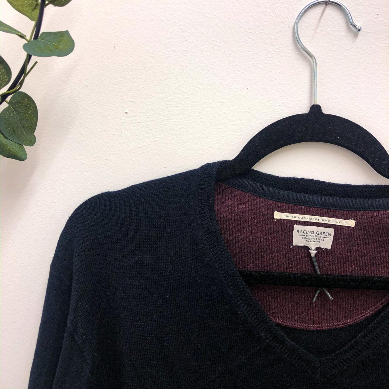 Dark navy blue Racing Green jumper with cashmere