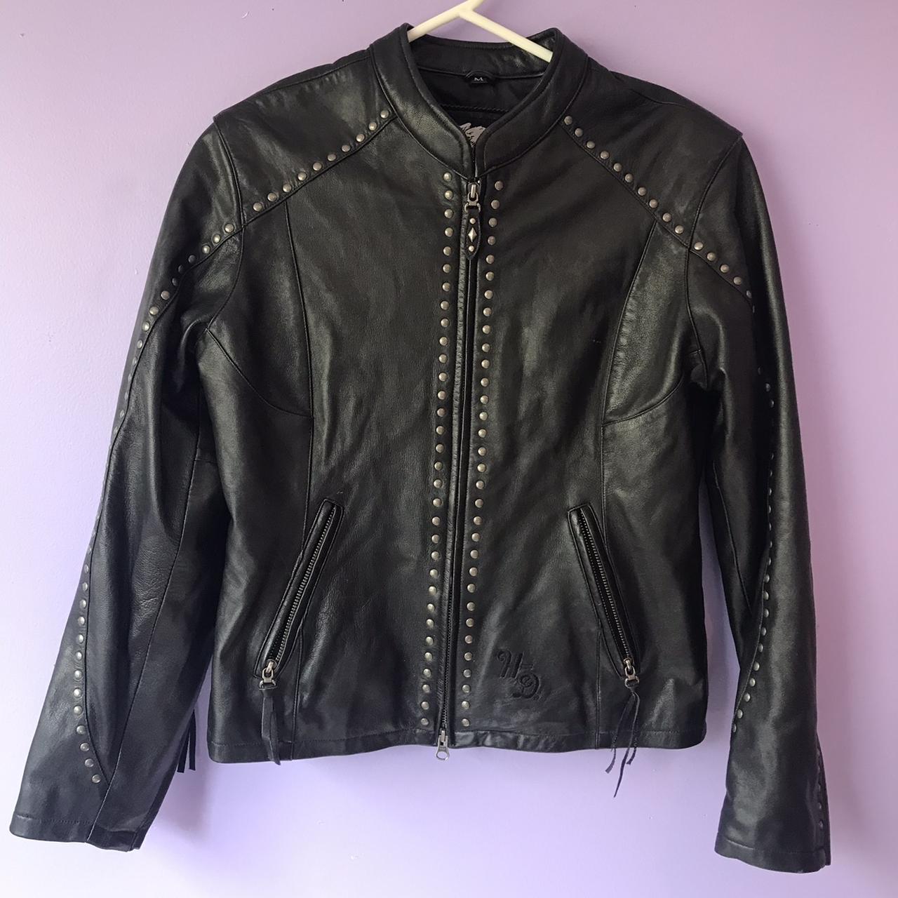 Vintage Harley Davidson leather biker jacket. Tassel... Depop