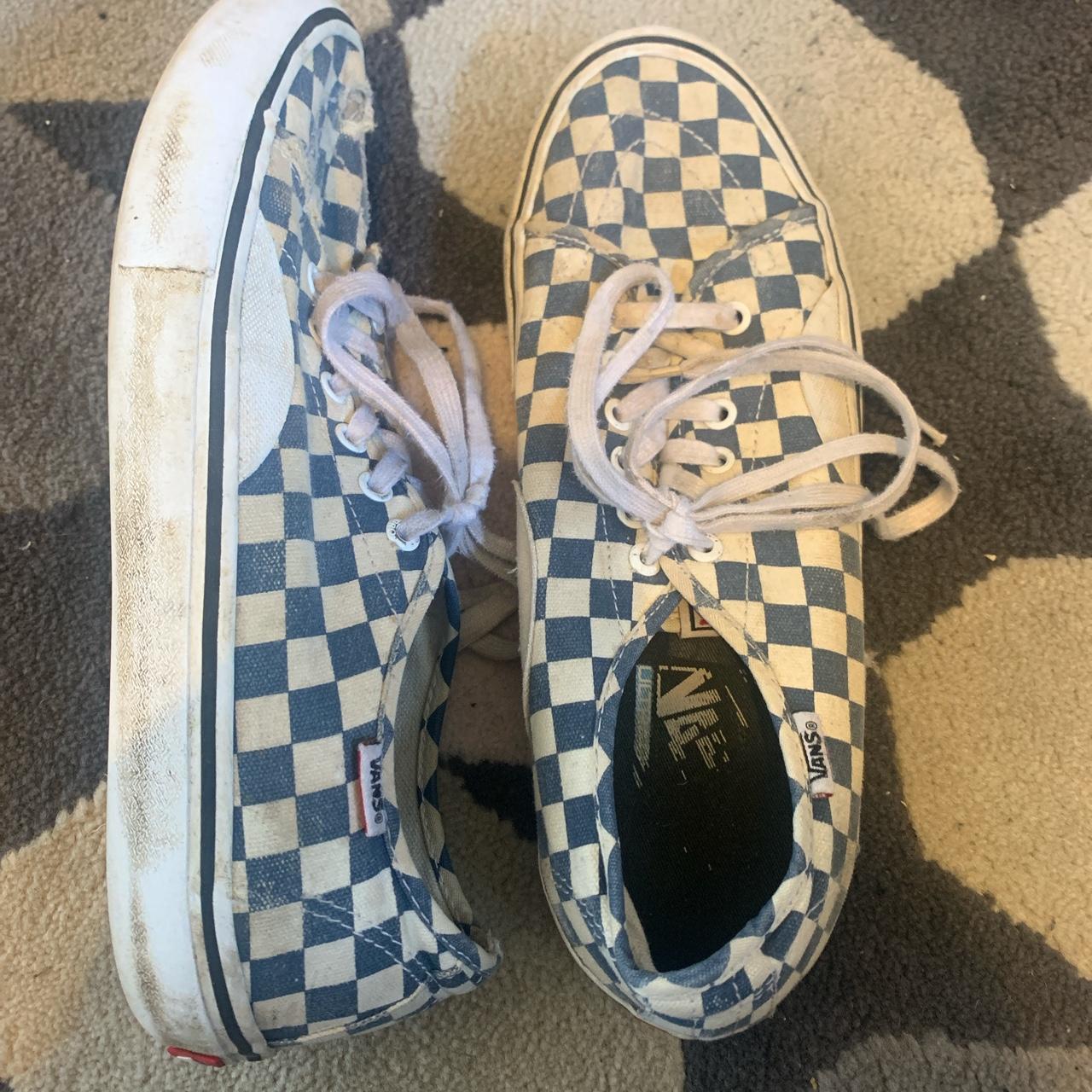 Vans pro old school blue and cream - Depop