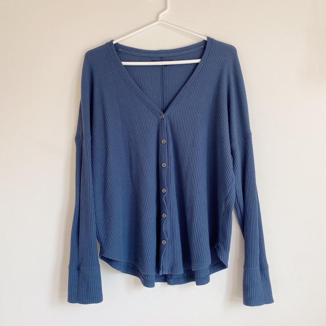 Product Image 1 - Blue button up sweater. Super