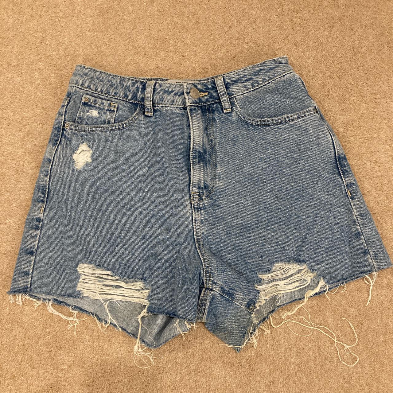 New Look high waisted distressed denim mom shorts... - Depop