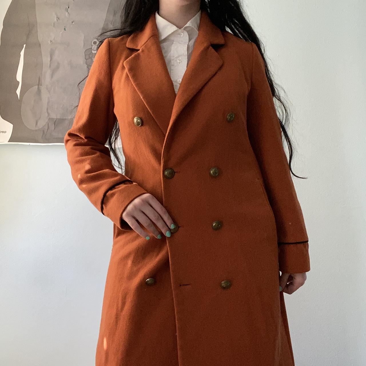 Orange trench 2025 coat women's