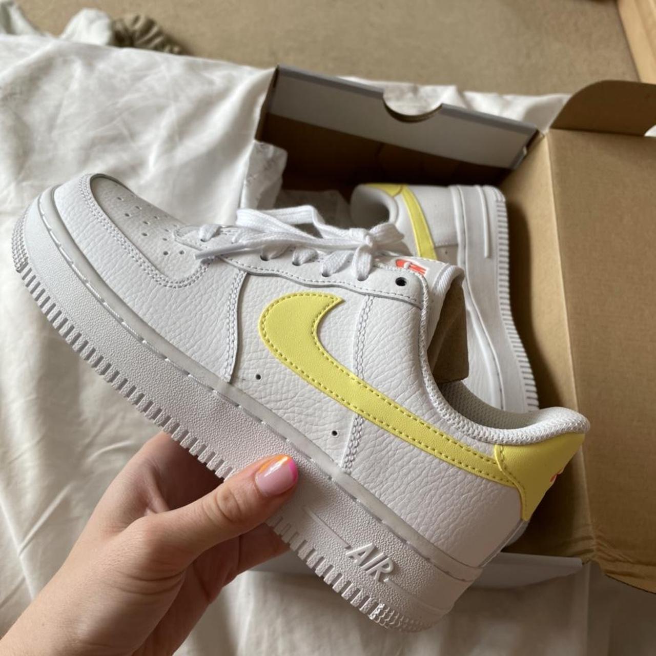 yellow white air force ones