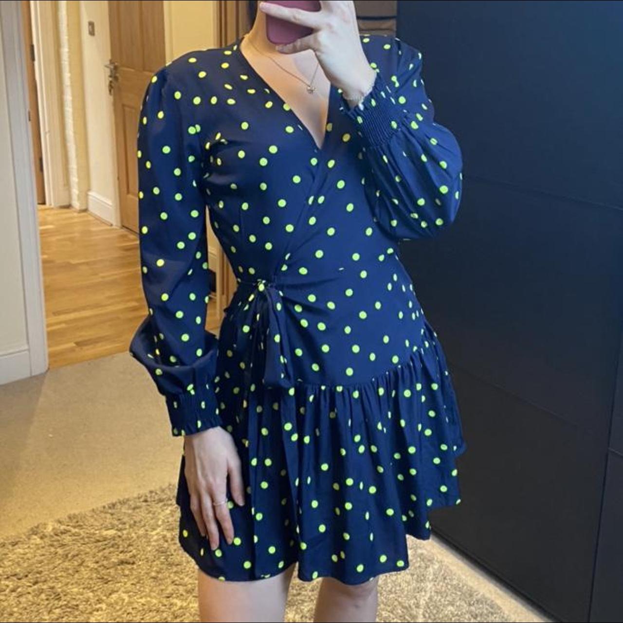 asos navy polka dot dress