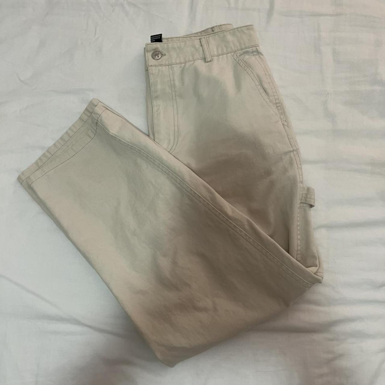 Women's Cream and White Trousers | Depop