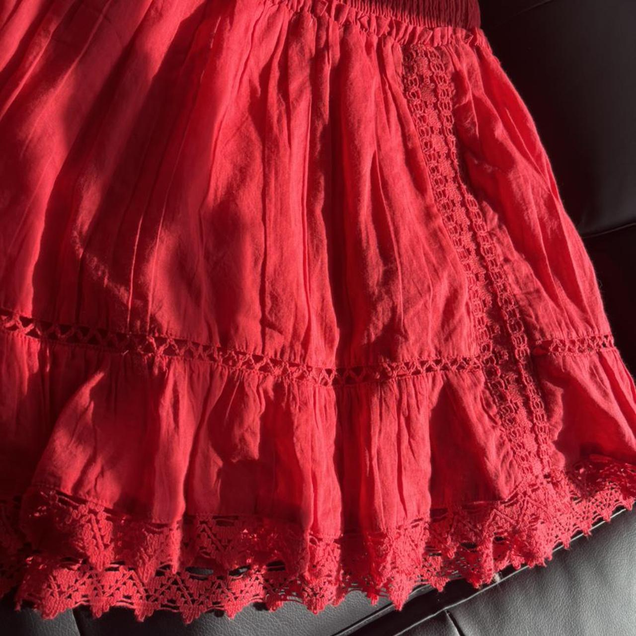 Red flare mini skirt, with stretch waist band, and... Depop
