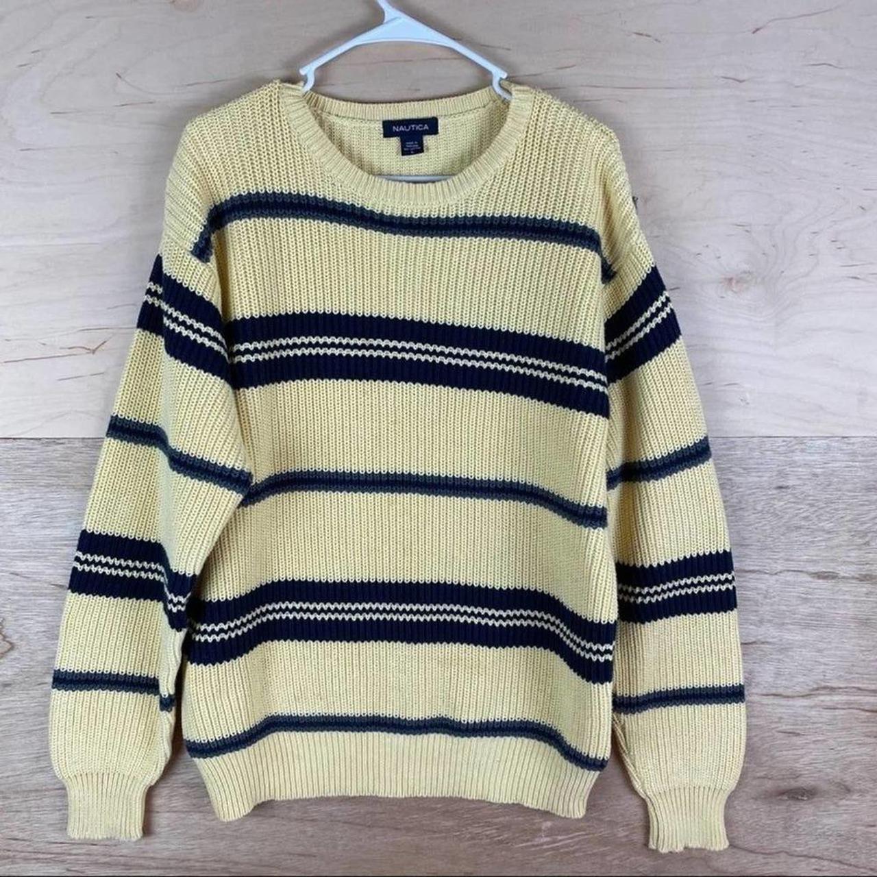 This is a beautiful pale yellow and blue striped... - Depop