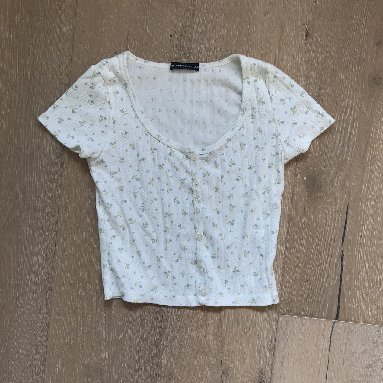 brandy melville white floral zelly top never worn... Depop