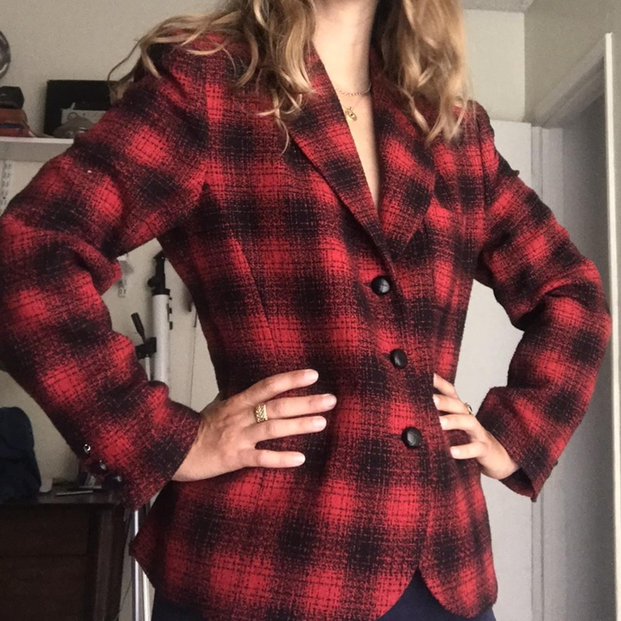 Classic lined vintage plaid blazer. Perfect weight... - Depop