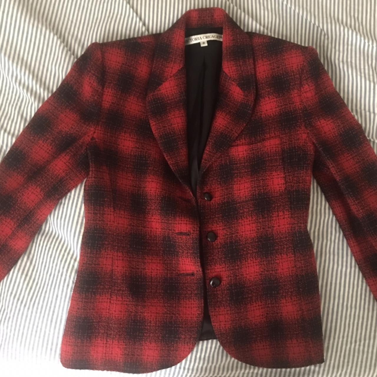 Classic lined vintage plaid blazer. Perfect weight... - Depop