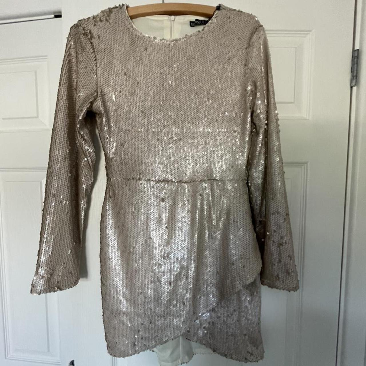 gold metallic midi dress