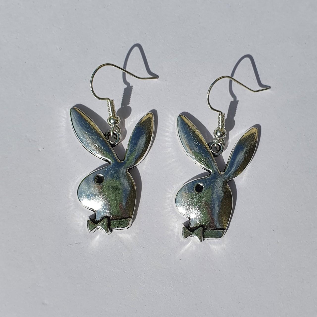 The coolest silver playboy earrings! So trendy right... - Depop