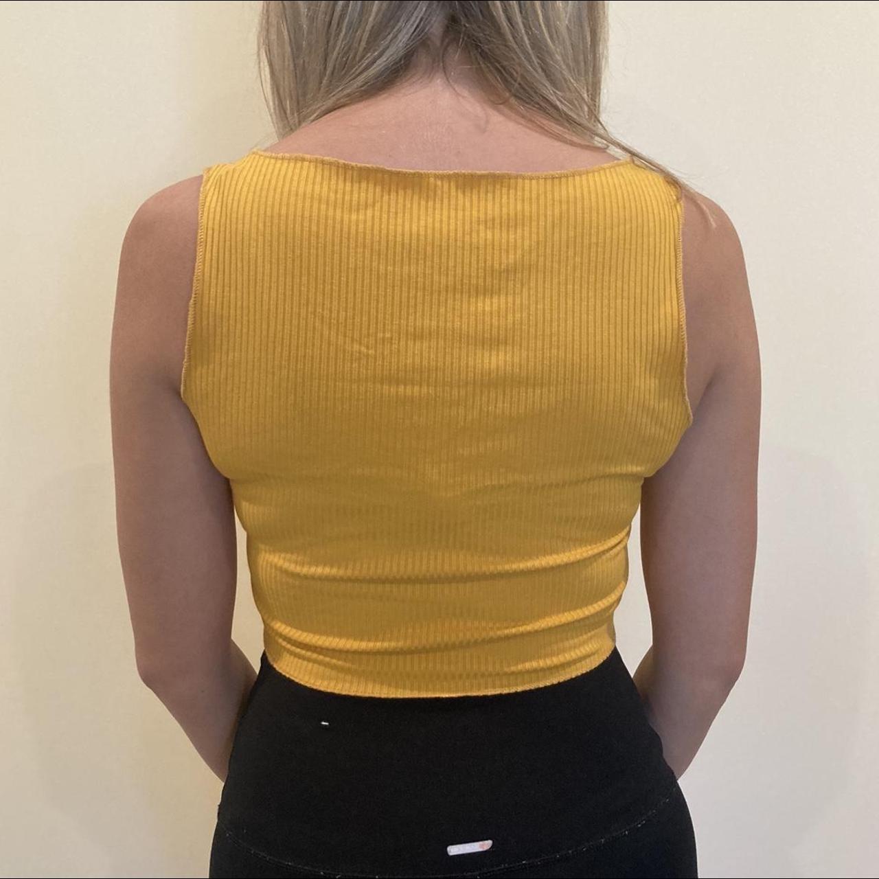 Mustard yellow crop top. Thick strap cropped tank... Depop