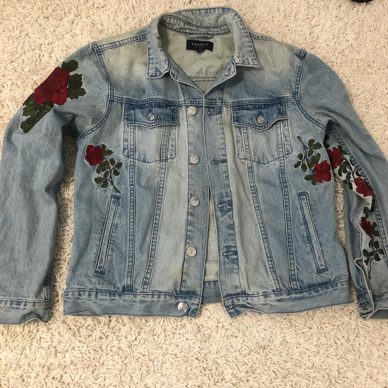 vintage oversized rose jean jacket! Out of Depop