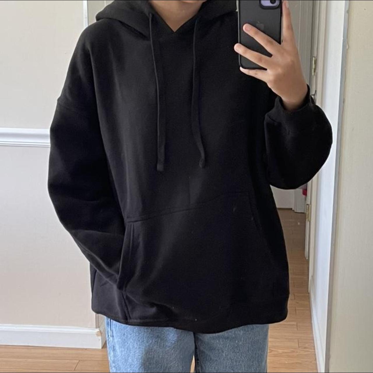 Zara oversized basic black hoodie - fits sizes... - Depop