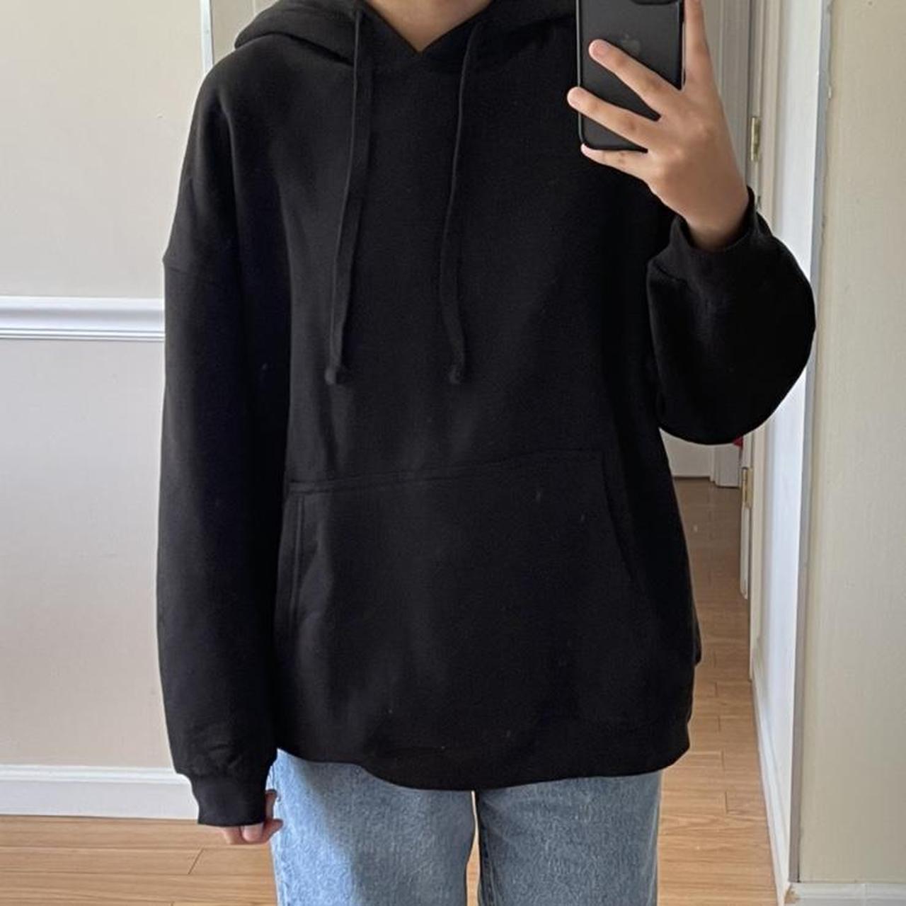 Zara oversized basic black hoodie - fits sizes... - Depop