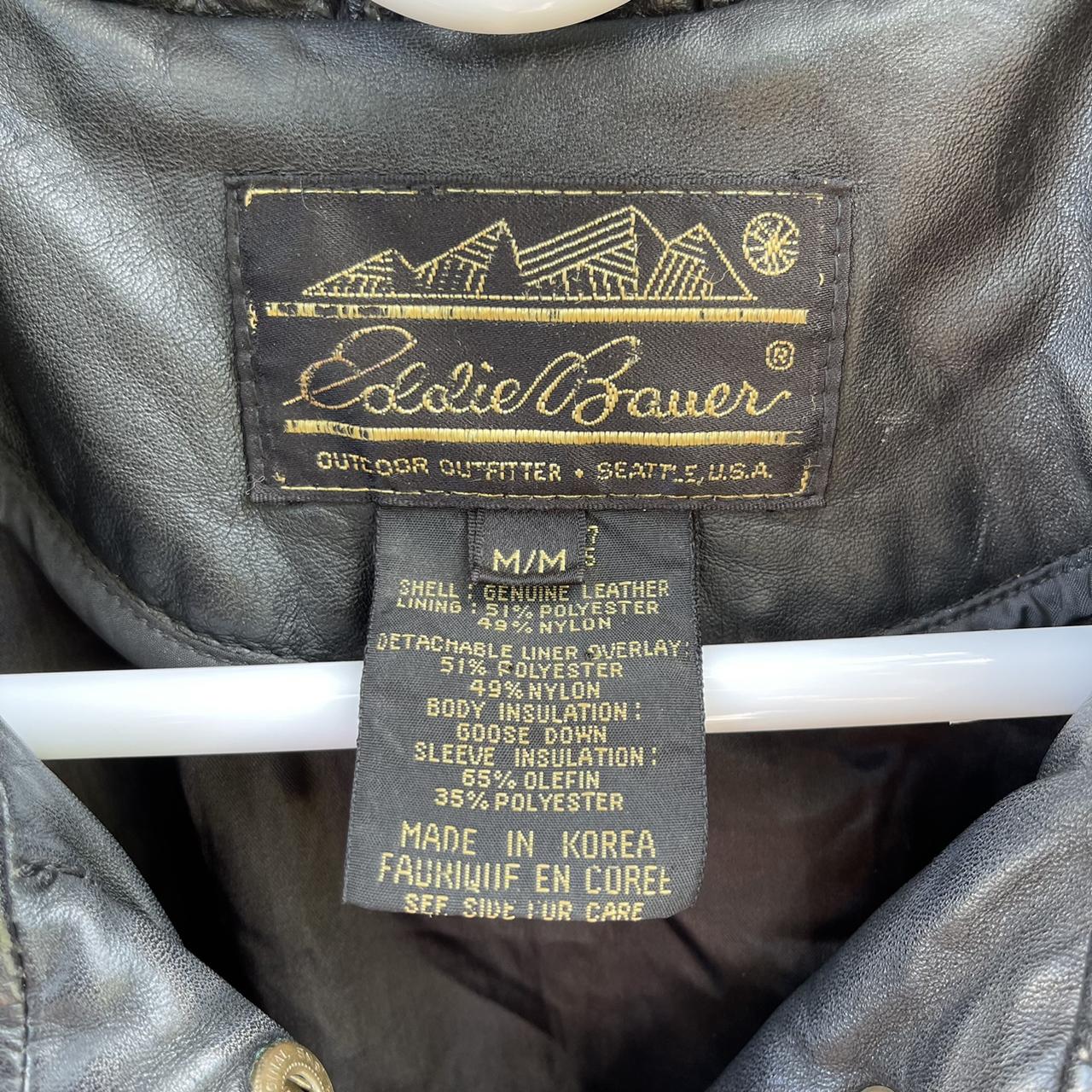 Vintage Eddie Bauer Down Lined Leather Jacket -from - Depop