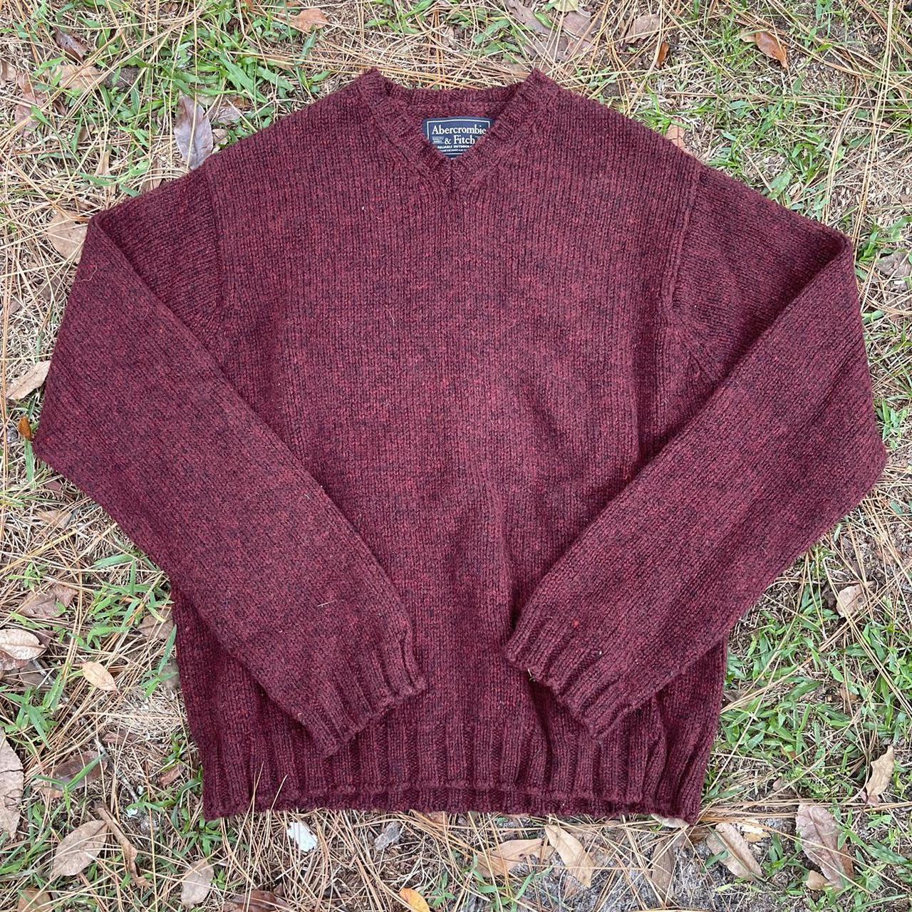Vintage Abercrombie And Fitch Wool Sweater Maroon... - Depop